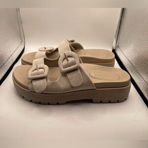 Vionic Capitola Beige suede women’s platform sandals size 6